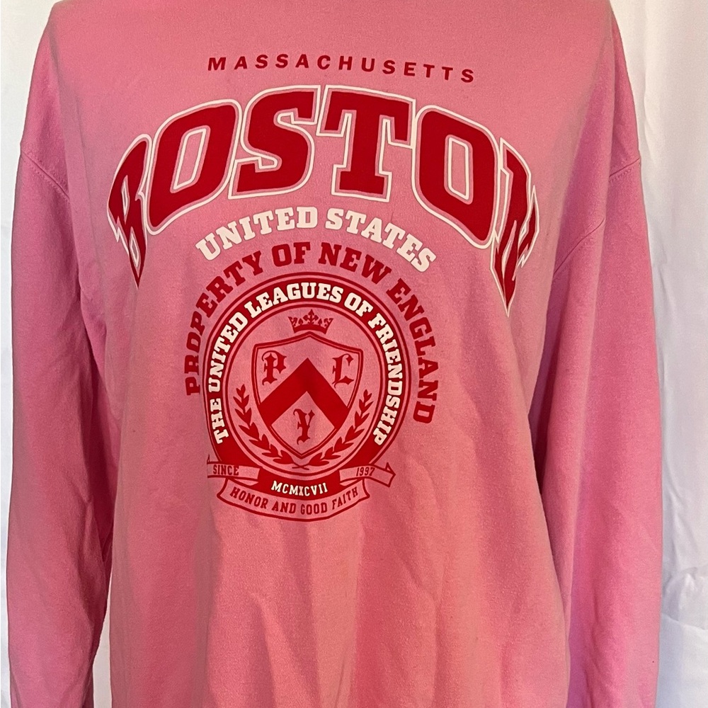 Divided Pink Boston Graphic Long Sleeve Shirt